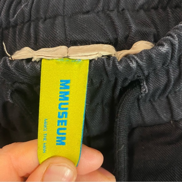 YOA MMUSEUM Black and White Cargo Pants, Men Black and Gray Joggers - Picture 5 of 7